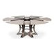 Tower Jupe Moonskin and Hammered Iron 86" Extendable Round Dining Table