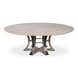 Tower Jupe Moonskin and Hammered Iron 86" Extendable Round Dining Table