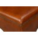 Streetman Havana Brown Leather Upholstered Square Cocktail Ottoman with Nailhead Trim