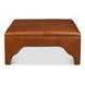 Streetman Havana Brown Leather Upholstered Square Cocktail Ottoman with Nailhead Trim