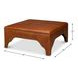 Streetman Havana Brown Leather Upholstered Square Cocktail Ottoman with Nailhead Trim