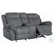 Zubaida Two Tone Gray Velvet 78" Reclining Loveseat and Console with USB Charging