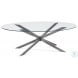 Deen Gunmetal and Clear Glass Oval Cocktail Table