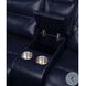 Aashi Navy Leather 90" Reclining Sofa