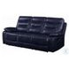 Aashi Navy Leather 90" Reclining Sofa