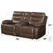 Aashi Brown Leather 78" Reclining Loveseat with Console
