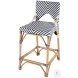 Creanly Navy Blue and White Rattan Counter Height Stool