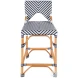 Creanly Navy Blue and White Rattan Counter Height Stool