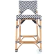 Creanly Navy Blue and White Rattan Counter Height Stool