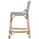 Creanly Navy Blue and White Rattan Counter Height Stool