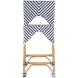 Creanly Navy Blue and White Rattan Counter Height Stool