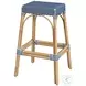 Tobias Blue And White Dot Rattan Bar Stool