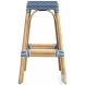 Tobias Blue And White Dot Rattan Bar Stool