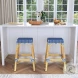 Tobias Blue And White Dot Rattan Bar Stool