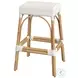 Tobias Glossy White Rattan Square Bar Stool