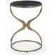 Hourglass Antique Brass and Black Round Marble Top Accent Table