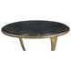 Hourglass Antique Brass and Black Round Marble Top Accent Table