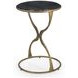 Hourglass Antique Brass and Black Round Marble Top Accent Table