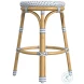 Tobias White and Sky Blue Dot Outdoor Counter Height Stool
