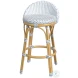 Tobias White and Sky Blue Dot Outdoor Low Back Counter Height Stool