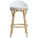 Tobias White and Sky Blue Dot Outdoor Low Back Counter Height Stool