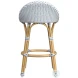 Tobias White and Sky Blue Dot Outdoor Low Back Counter Height Stool