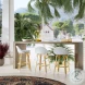 Tobias White and Sky Blue Dot Outdoor Low Back Counter Height Stool