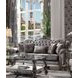 Versailles Antique Platinum Living Room Set with Pillows and Nailhead Trim