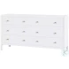 Nora Smooth White 6 Drawer Dresser