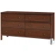 Nora Walnut 6 Drawer Dresser