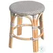 Tobias Gray And White Dot Rattan Stool