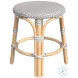 Tobias Gray And White Dot Rattan Stool