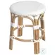 Tobias Glossy White Rattan Stool