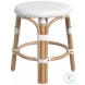 Tobias Glossy White Rattan Stool
