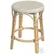 Tobias White And Tan Dot Rattan Stool