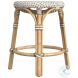 Tobias White And Tan Dot Rattan Stool