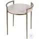 Madlyn White and Gold Round Side Table