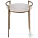 Madlyn White and Gold Round Side Table