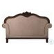 Chateau De Ville Fabric and Espresso 62" Loveseat with 3 Pillows