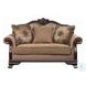 Chateau De Ville Fabric and Espresso 62" Loveseat with 3 Pillows