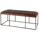 Lloyd Gold and Brown Leather Upholstered Bench