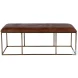Lloyd Gold and Brown Leather Upholstered Bench