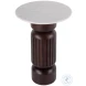 Nala White and Walnut Round Side Table