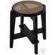 Dryden Natural and Black Round Cane Stool