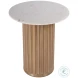 Geneva White and Brown Round Side Table