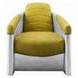 Brancaster Yellow Leather Upholstered Accent Chair with Nailhead Trim