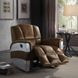 Brancaster Retro Brown Leather Power Recliner with Nailhead Trim