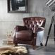 Brancaster Vintage Brown Leather Upholstered Accent Chair with Nailhead Trim