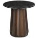 Jennings Polished Black and Royal Brown Round Stone Top End Table