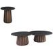 Jennings Polished Black and Royal Brown Round Stone Top End Table